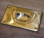 Solid Polished Brass Cupboard / Drawer / Military Chest Handle 70mm x 40mm